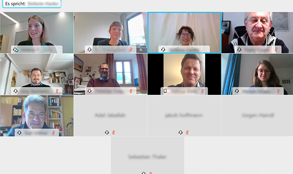 Ein Screenshot mit den Teilnehmenden der Online-Konferenz zwischen den Partnern in Bayern und Tunesien.