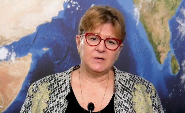 Screenshot der Videobotschaft von Professor Doktor Claudia Warning aus dem Bundesministerium für wirtschaftliche Zusammenarbeit und Entwicklung.