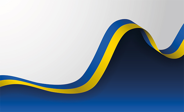 Wellenförmige Darstellung der ukrainischen Nationalfarben gelb und blau.