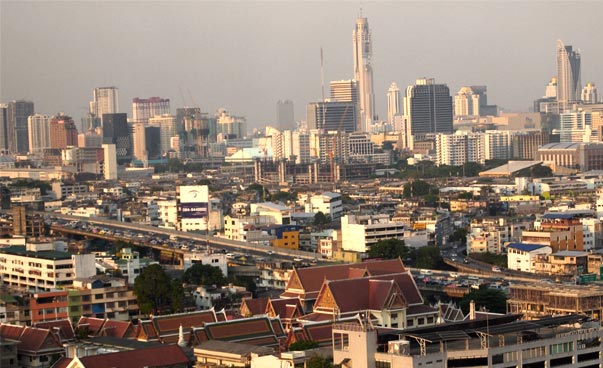 Die Skyline von Bangkok.